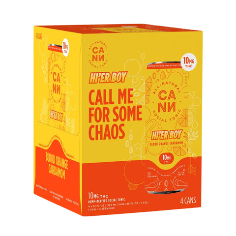 Hi'er Boy Blood Orange Cardamom Social Tonic 10mg THC Beverage: Tonic Cann 4-Pack